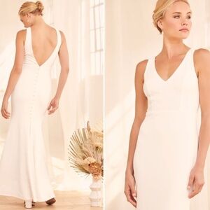 LULU's Bridal Modern Sexy Chic Minimalist Mermaid Trumpet Maxi Dress NWOT